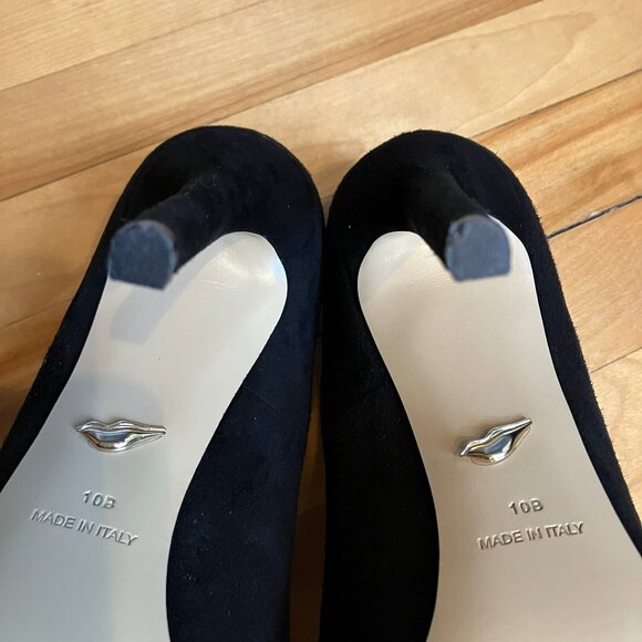 Diane von Furstenburg black suede almond toe stiletto heels size 10B - Picture 9 of 11